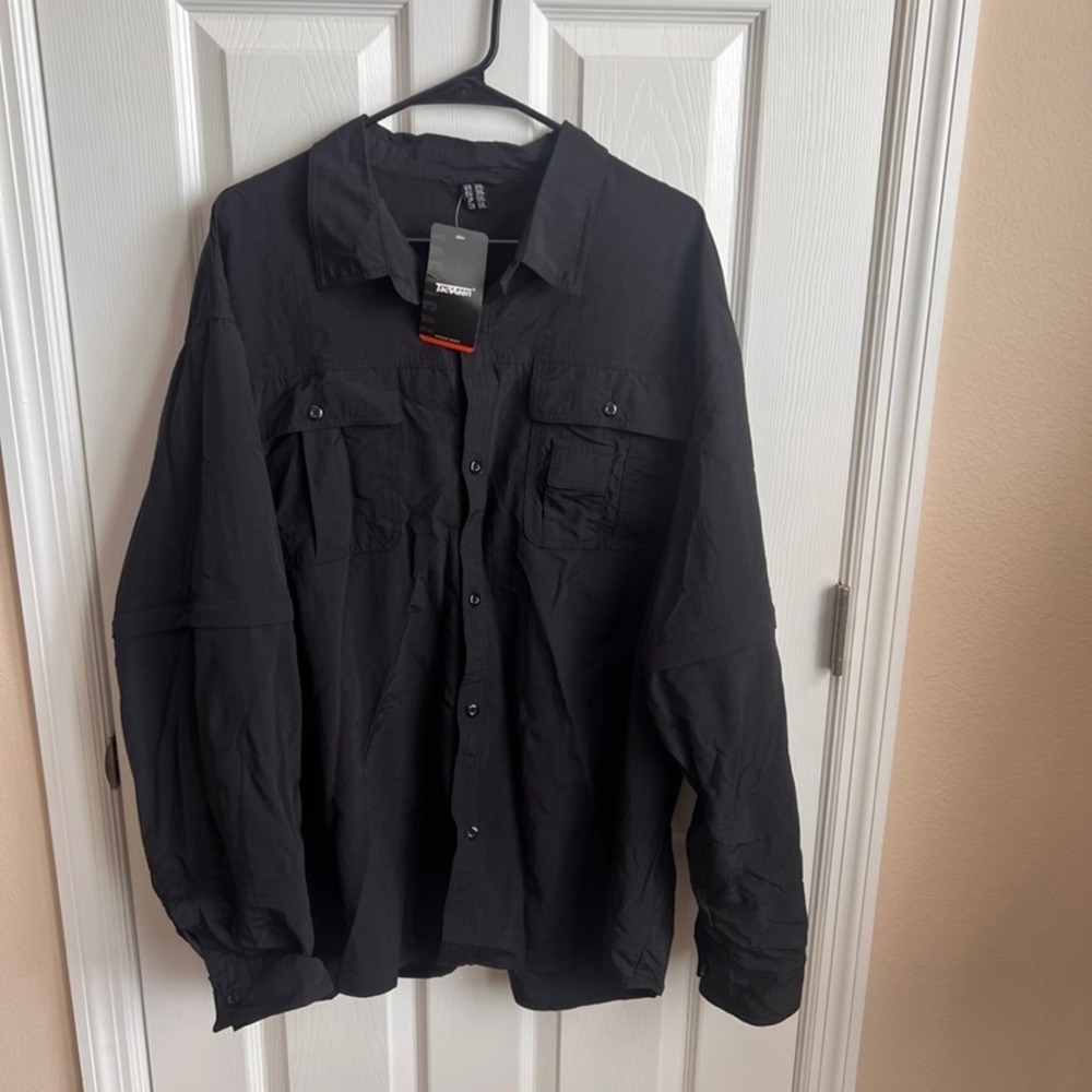 NWT Tacvasen Outdoor Shirt Convertible Sleeve Button Up Fishing Hiking 2XL